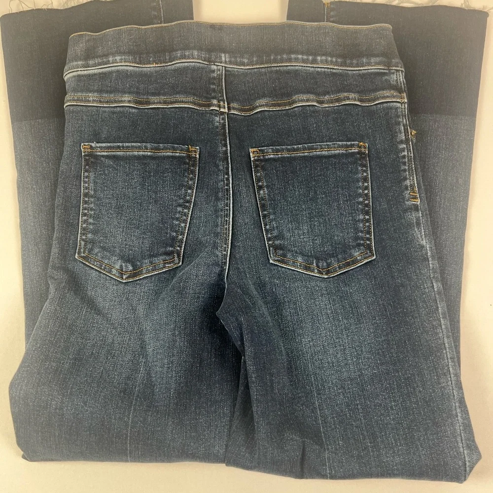 SPANX women's cropped stretch flare pull‎ on denim raw hem Size Small - Picture 4 of 12